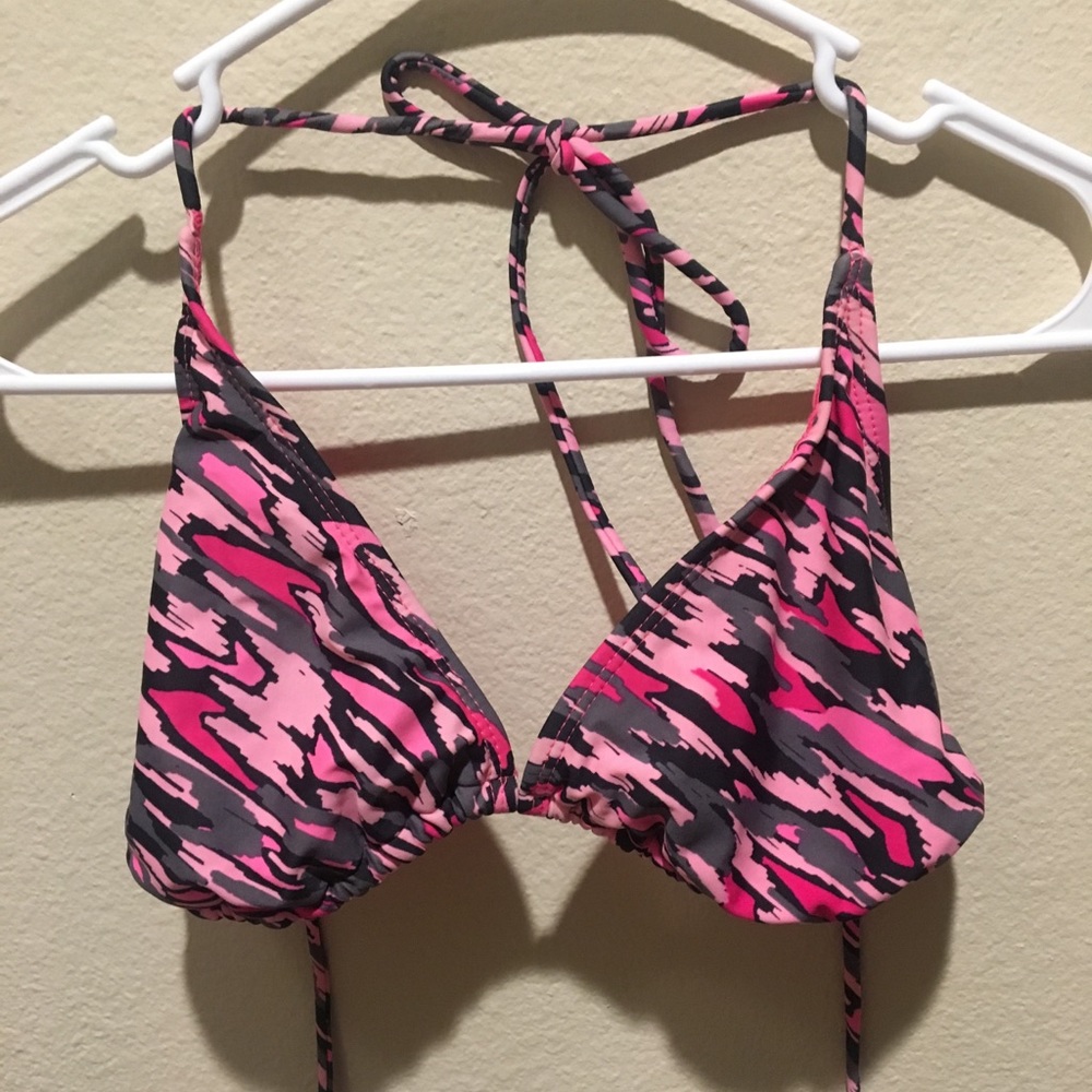 Pink Camo Triangle Bikini Top